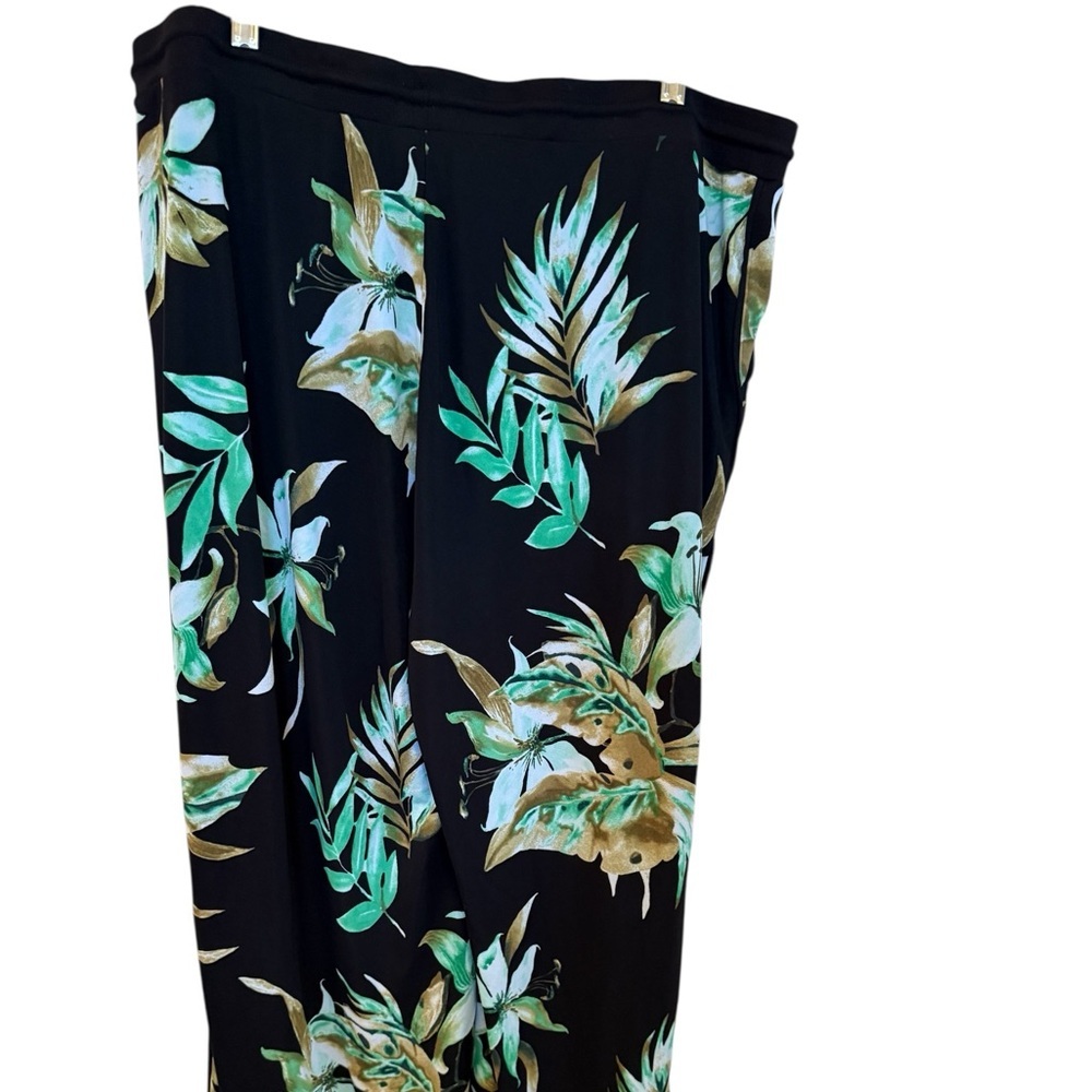Lauren Ralph Lauren Black and Green tropical wide leg dress pants Sz.2X - Picture 3 of 8